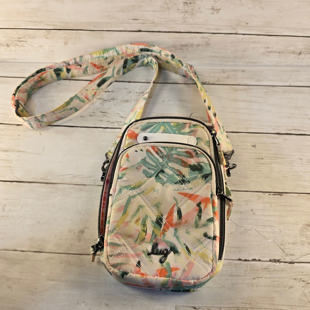 Lug Skeeter Mini B Tropical Palm Print Crossbody Bag Small Travel Pouch Pockets
